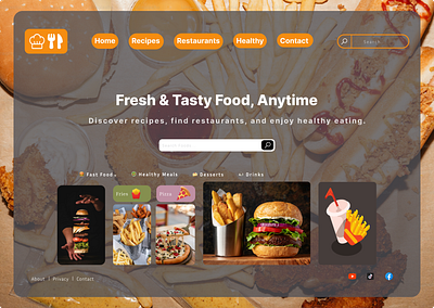 FoodieHub🍔 design fast food foodiehub illustration searchin bar typography ui vector website