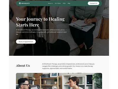 Mindhaven- Therapy Website Landing Page landing page therapy website website design