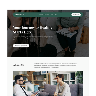 Mindhaven- Therapy Website Landing Page landing page therapy website website design
