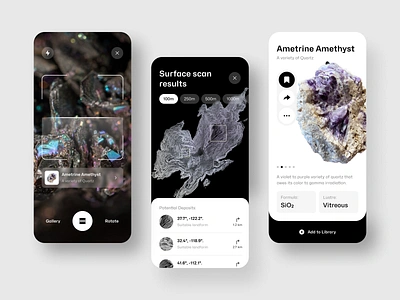 Geological Scanner App app application black camera design earth flat future minimal modern scan typography ui ux web white