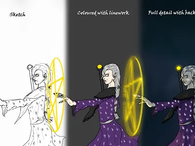 Dark magician character design design illustration