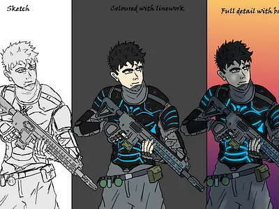Future soldier character design design illustration