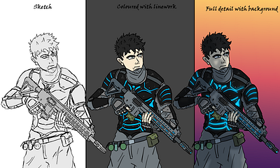 Future soldier character design design illustration