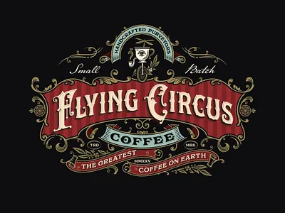 Flying Circus Coffee brand identity branding circus coffee coffee branding coffee logo design graphic design illustration logo logo design quirky typeface vector victorian vintage vintage logo