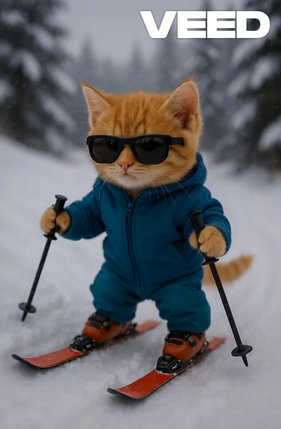 AI Skiing Cats – Playful Winter Fantasy ai art character design cute animals digital digital art fantasy art generative ai illustration midjourney photoshop skiing cats whimsical winter