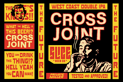 Cross Joint badge beer branding design illustration packaging typography vector
