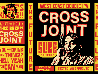 Cross Joint badge beer branding design illustration packaging typography vector