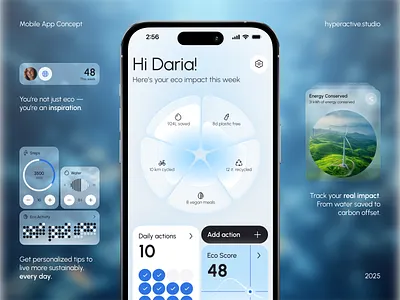 🌱 Product design for habit tracking mobile app | Hyperactive app design application blue clean design concept creative design habit habit tracking healthcare hyperactive mobile mobile design product design selfcare ui user experience user interface ux wellness