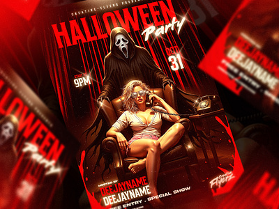 Thrilling Halloween Flyer (Psd) 70s 80s 90s cinematic creative flyer templates ghostface graphic design halloween halloween cover horror party flyer photoshop poster scary spooky