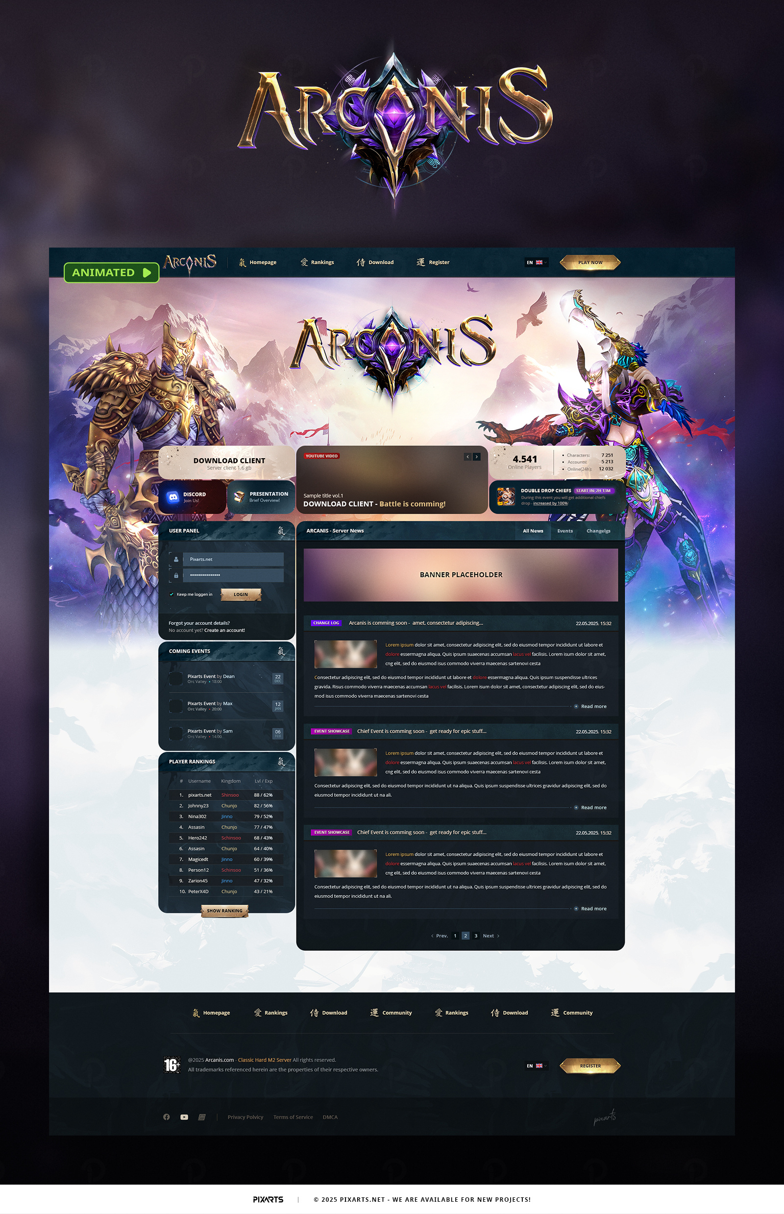 Mmorpg Metin2 Game Website - Arcanis 🏮🔥 animated animated fantasy logo fantasy game logo game website gaming logo metin2 mmorgp muonline private server site design website