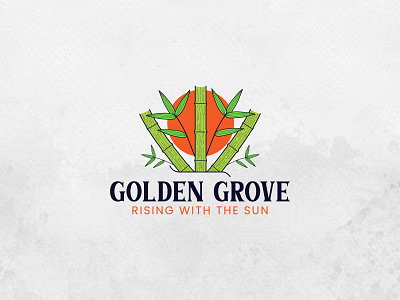 Bamboo hand drawn logo bamboo bamboo logo golden grove hand drawn logo logo logo design rising logo sun bamboo