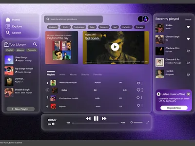 Iranian music player (redesign) design glassy music musicplayer spotify ui ux web webdesigne