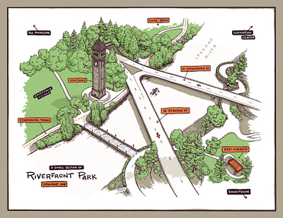 Riverfront Park design illustration map park procreate river spokane