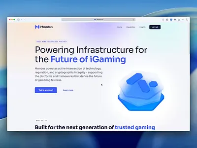 Mondus.io website design 3d 3d animation blockchain business website corporate website holding company home page landing page spline ui design ux design web design