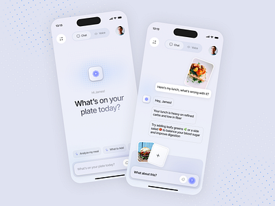 AI Nutrition App Design ai ai assistant ai mobile app ai nutrition app inspiration artificial intelligence biotech calorie tracking diet tracking food app food planner food track healthcare mobile app mobile app design nutrition smart food tracking app