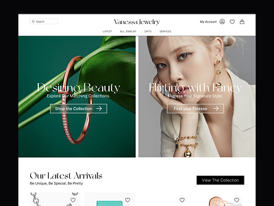 Jewelry Store Landing Page catalogue clean concept creative dark ecommerce fashion gold jewelry landing page layout luxury marketplace minimal necklace typography ui ux web design whitespace