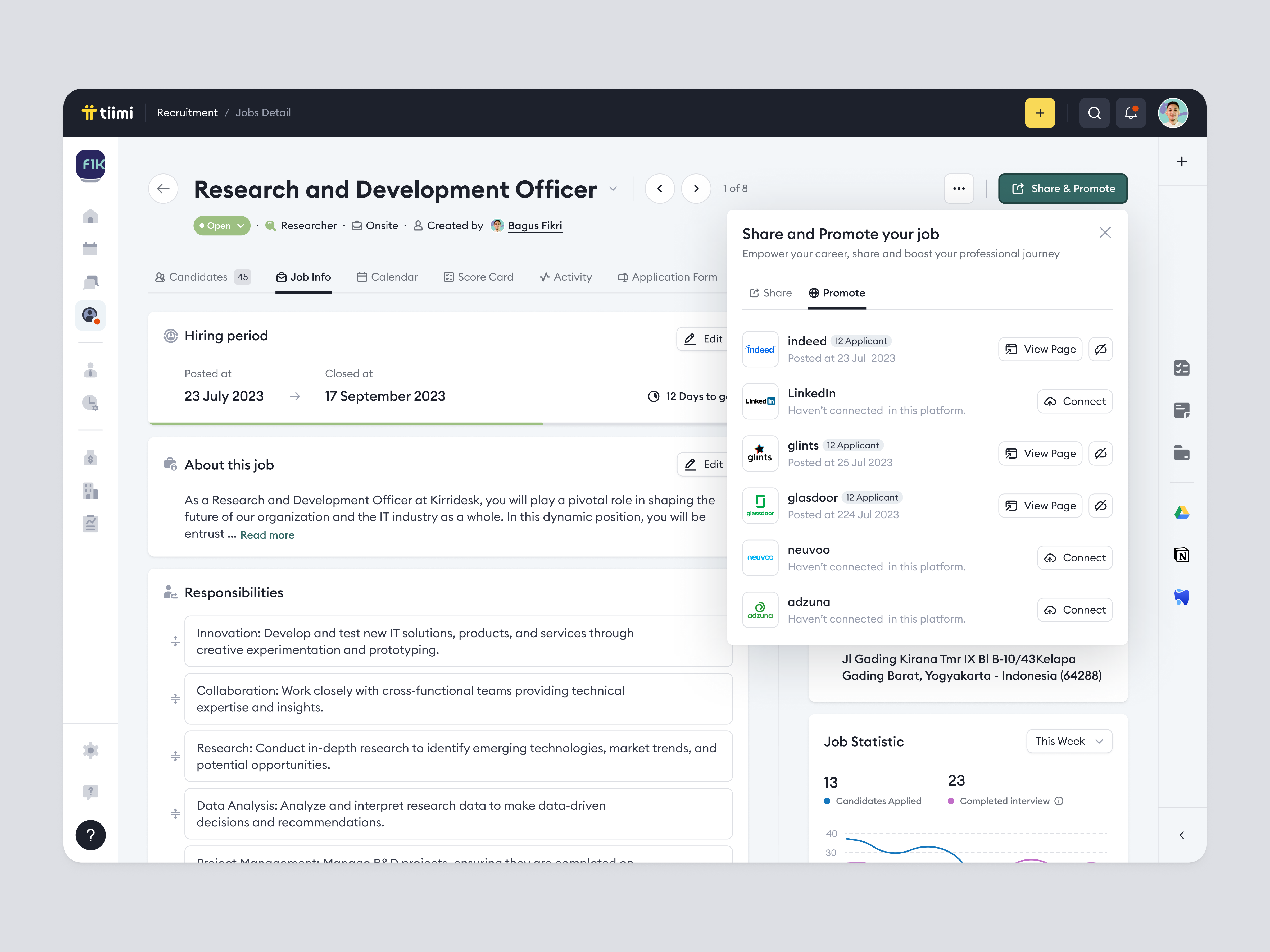 Tiimi – Job Details in HR Management Systems candidate company dashboard hiring hr hr platform hrm human resources human resources job management job posting organization management product design recruitment recruitment dashboard saas saas design ui ux web design