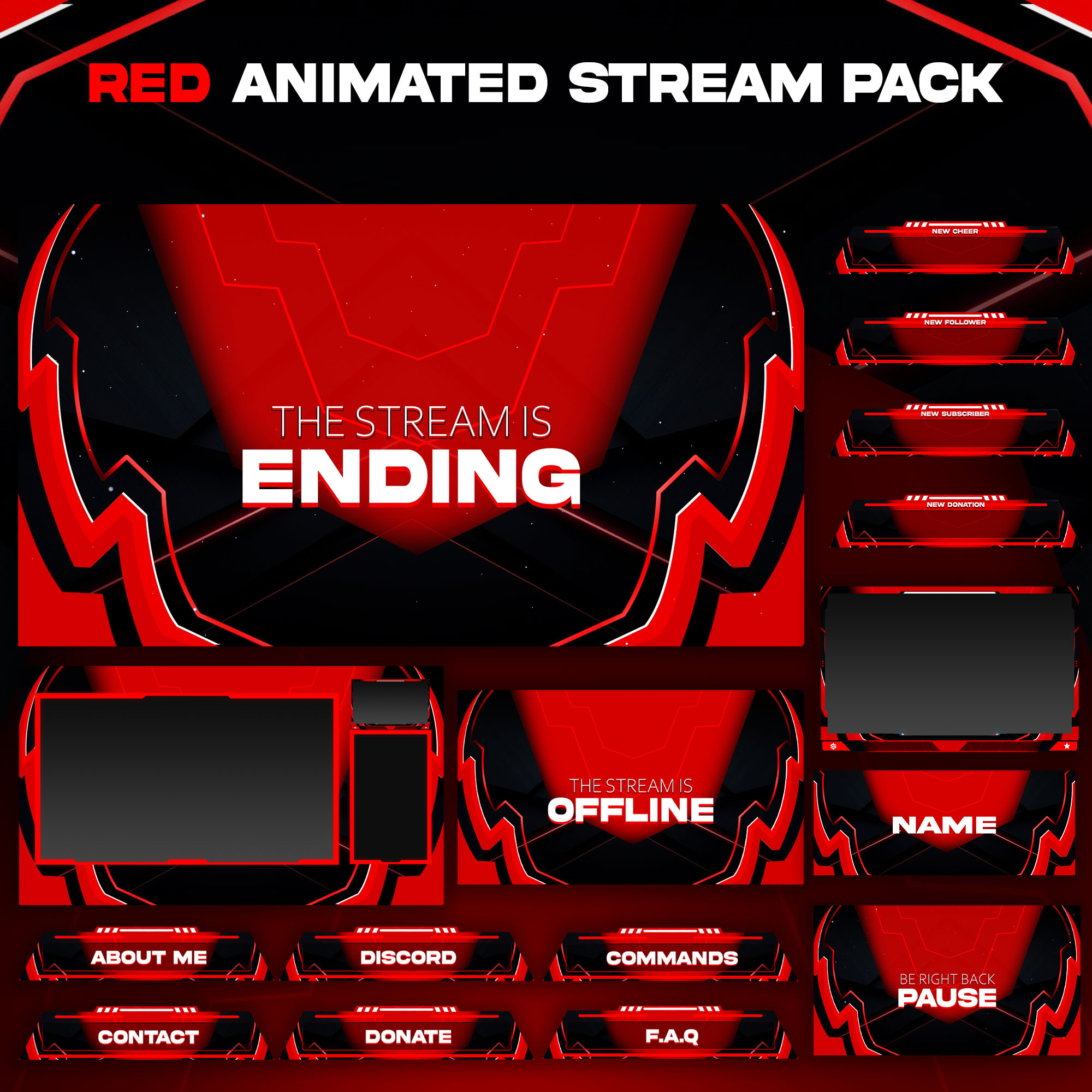 Red Animated Stream Package: For Twitch Overlay kick animated pack stream animated screens kick overlay kick stream animated overlay pack stream overlay stinger transition stream animated kick stream animated twitch stream overlays stream pack stream pack ovelay twitch overlay
