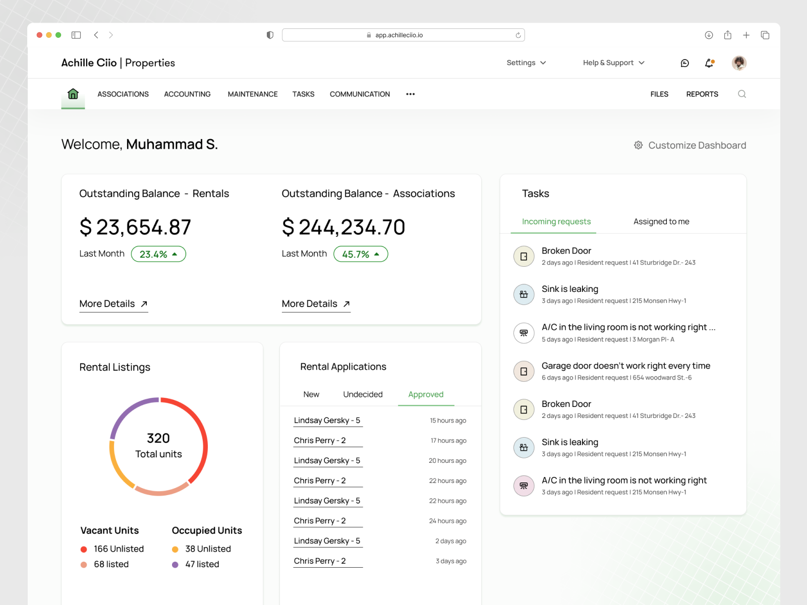 Real Estate - Home Rent Management SaaS balance clean crm dashboard graph graphic design properties properties uiux property real real estate real estate dashboard reantal rent rental dashboard rental ui saas uiux