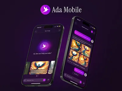 Ada Mobile - AI Chat & Media Creator UI Kit ai ai chat ai generator app ui audio generator dark mode image generator ios app media generator mobile app premium ui kit ui ui kit video generator