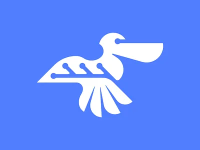 pelican tech logo animal logo bird tech logo branding design digital graphic design logo pelican pelican digital logo pelican tech logo pelican technology logo technology logo vector