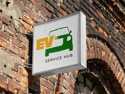 EV Service Hub mechanics garage logo branding design graphic design logo modern retail simple vehicles versatile