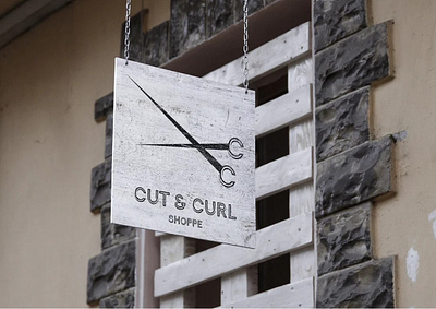 Cut & Curl Barber Shoppe branding graphic design logo poster
