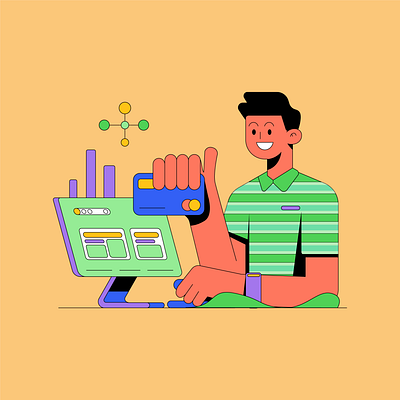 Online payment illustration cleanlines conceptart ecommerce fintech flatdesign graphicdesign illustration onlinetransaction vectorart