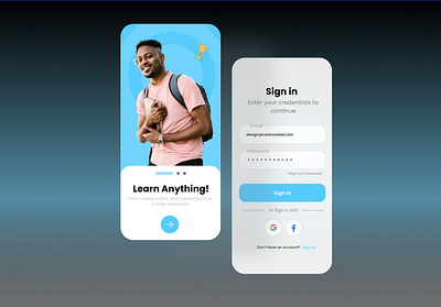 Edtech Sign in page onboarding product design sign in page sign up page ui ux
