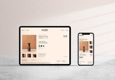 Matière – Product Page (Tablet & Mobile) mobile pottery product page tablet ui ux web web design