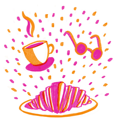 Breakfast in the sun brushpen colourful croissant food illustration illustration pentel markers