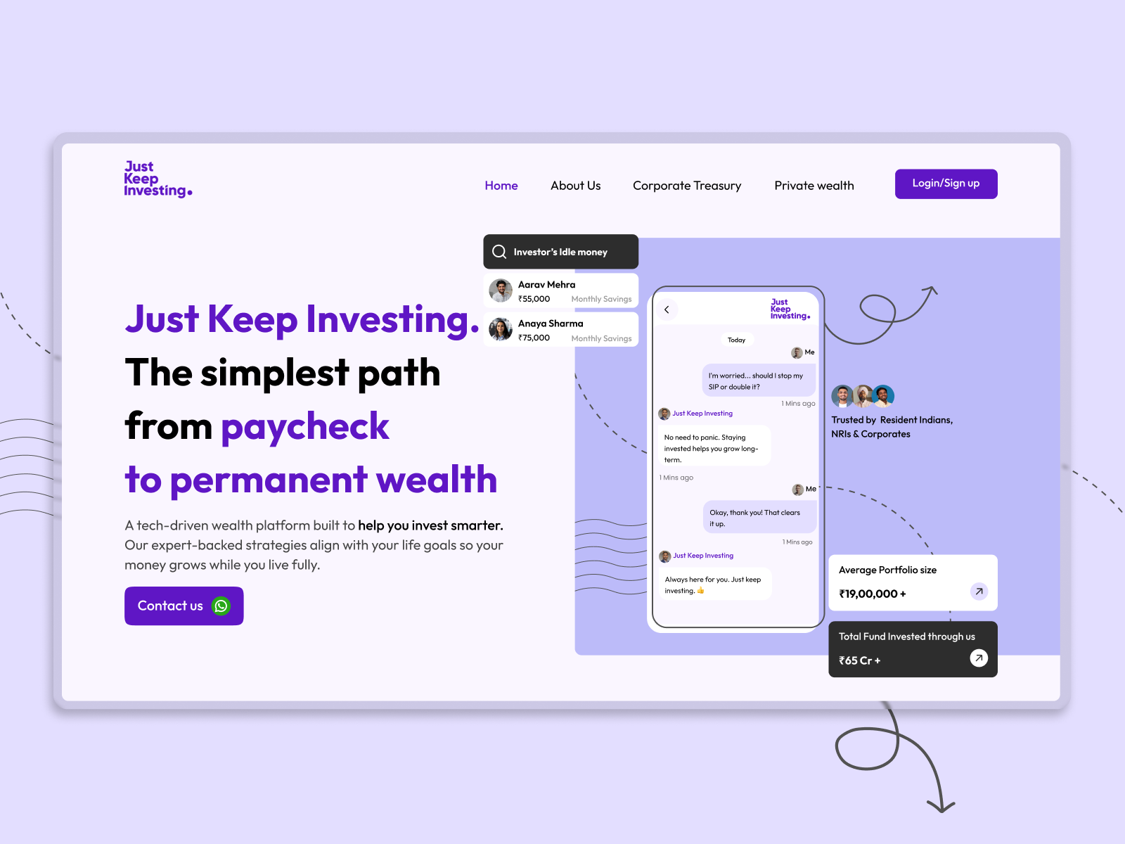 Just Keep Investing — Fintech Website Design brandingdesign cleanui creativewebdesign designinspiration digitalproduct financialapp fintech fintechdesign interfaceinspiration investmentplatform landingpage minimaldesign modernui productdesign uidesign uxdesign visualdesign wealthmanagement webdesign websiteconcept