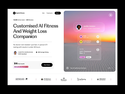 AI Fitness - Weight Loss - Healthcare ai ai fitness ai healthcare ai product ai startups fitness landing page glp1 treatment healthcare healthcare landing page landing page landing page design medical semaglutide suplement website telehealth website telemedicine web web design website design weight loss website