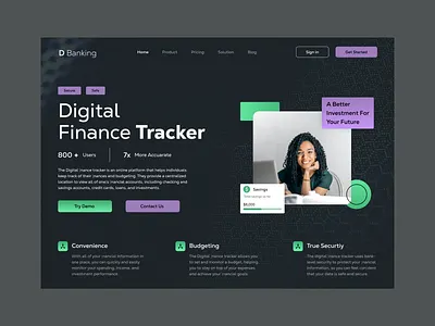 Finance Track - Website Design designer figma landing page ui design ux design uxui design web design website