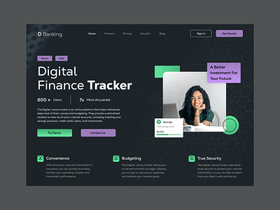 Finance Track - Website Design designer figma landing page ui design ux design uxui design web design website