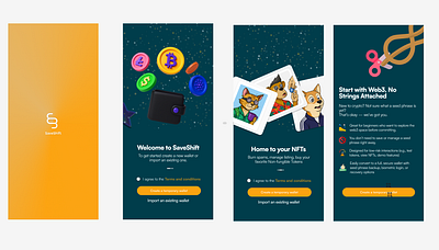 Web 3 Onboarding Screens nft design onboarding flow product design ui ux design web 3