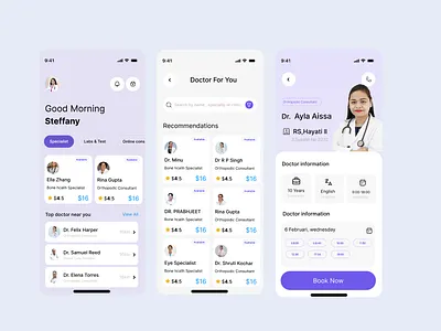 Doctor Healthcare App Budiarti R. app assessment calendar cleanui doctor doctorbooking figma healthcare healthtech homepage listcard medical medicine medtech mobile search time uxdesign
