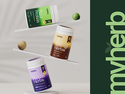 My Herb – Healthcare Packaging & 3D Visualization 3d design hair and skin healthcare herbal herbs label logo metabolism myherb packaging render supplement ui wellness