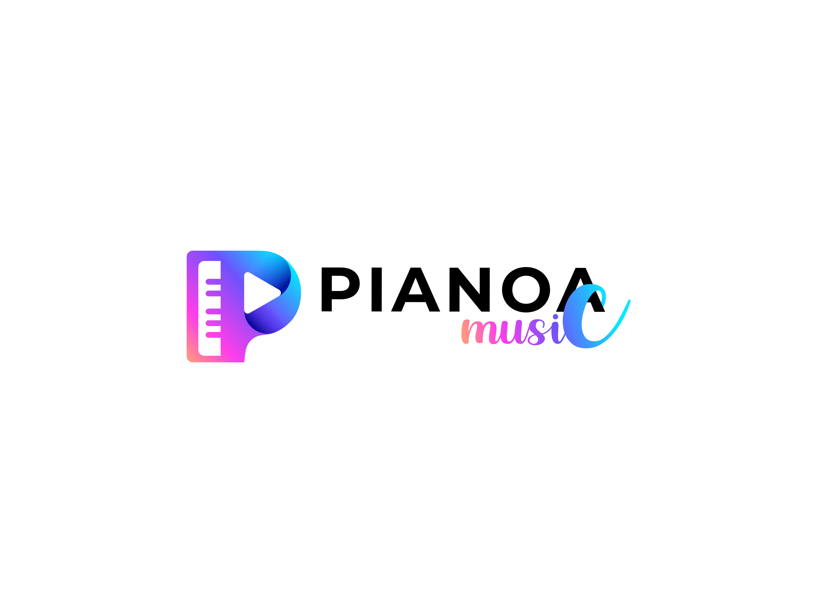 Pianoa music p letter logo design logo mark abstract logo brand and identity designer branding colorful logo creative logo gradient logo icon letter p logo logo logo designer logo maker logotype mark modern logo music piano play symbol video