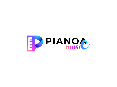 Pianoa music p letter logo design logo mark abstract logo brand and identity designer branding colorful logo creative logo gradient logo icon letter p logo logo logo designer logo maker logotype mark modern logo music piano play symbol video