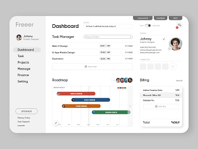 Freeer App Concept 7design app app destop concept design freelancer graphic design job management ui ui ux user experience user interface ux working