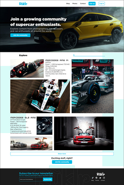 Car Enthusiast Landing Page car website cars graphic design hero section landing page ui uiux ux website