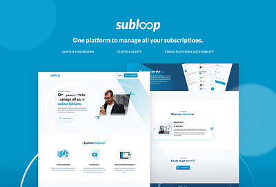 Subloop - Subscription Management Website graphic design landing page ui uiux ux