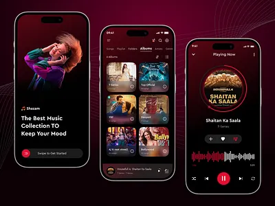 Music App Design app clean dark ui mobile app music music player playlist podcast social song spotify ui