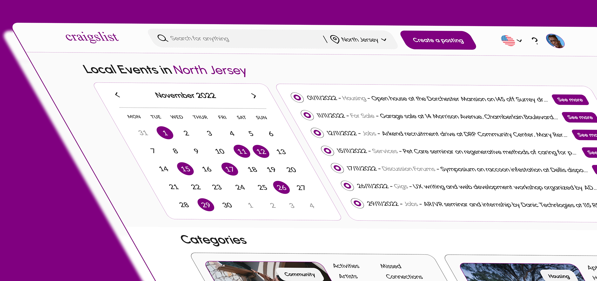 Craigslist Redesign agency craigslist graphic design landing page ui uiux ux website