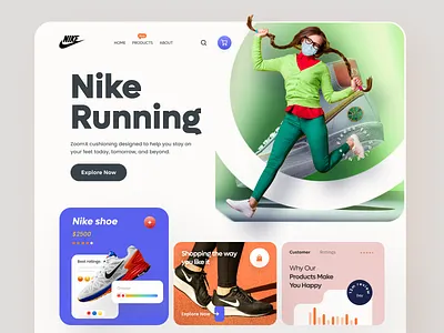 Nike Shoes Website Design : landing page design home page landing landing page landingpage shoes shoes website ui web web page webdesign website website design