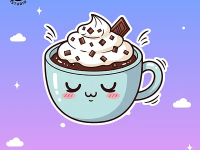 Cute Kawaii Hot Chocolate Cup Illustration illustration art