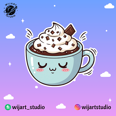 Cute Kawaii Hot Chocolate Cup Illustration illustration art