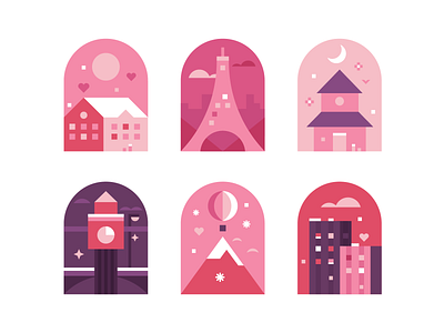 Valentine cities city couple design february geometric graphic design home icons illustration love romance snow valentine vector winter world