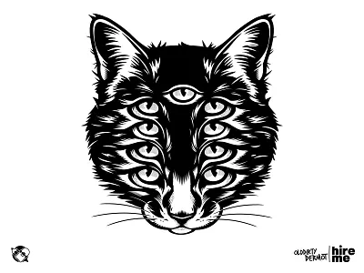 WIP Cat Design 9 eyes cat character design graphics illustration t shirt design tee design vector vector design